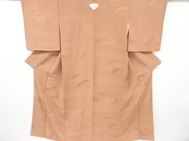 JAPANESE KIMONO / VINTAGE IROMUJI KIMONO / SILK / JUKO-ORI / WOVEN FLOWER & FOLDING FAN PATTERN